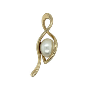 9ct Gold & Pearl Set Swirl Pendant