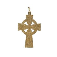 Load image into Gallery viewer, Bring heritage style and timeless meaning to your collection with this pre-owned 9ct yellow gold pendant, designed in a traditional Celtic cross style with intricate patterned detail.

Design: The pendant features a detailed Celtic-inspired cross motif, symbolising faith, eternity, and heritage.
Material: Made from 9-carat yellow gold, the polished finish enhances the warm golden tone while highlighting the intricate design.
