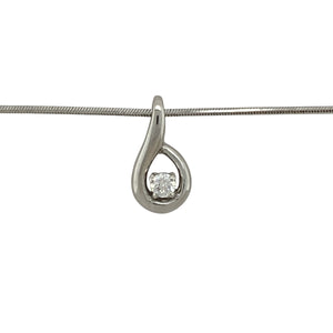 Bring subtle sparkle and modern elegance to your collection with this pre-owned 9ct white gold pendant necklace, styled on a 16" snake chain for a sleek finish.

Design: The pendant measures 1.5cm long and holds a single 3mm round cubic zirconia, adding a touch of brilliance to the minimalist design.
Material: Made from 9-carat white gold, the polished finish enhances the cool tone and contemporary look.