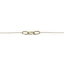 Load image into Gallery viewer, Bring delicate detail and golden shine to your collection with this pre-owned 9ct yellow gold necklace, designed with three oval links at the centre for a refined finish.

Design: The 16&quot; to 18&quot; adjustable chain is accented with three polished oval links, each measuring 14mm by 7mm, creating a simple yet elegant focal point.
Material: Made from 9-carat yellow gold, the polished finish enhances the warm tone and understated style.
