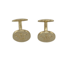 Load image into Gallery viewer, Bring heritage style and distinguished detail to your collection with these pre-owned 9ct yellow gold cufflinks, designed with the traditional Welsh three-feather emblem.

Design: Each oval cufflink is engraved with the iconic three-feather motif, symbolising pride and tradition, set within a polished gold frame.
Material: Made from 9-carat yellow gold, the smooth finish enhances the warm tone and highlights the detailed emblem.
