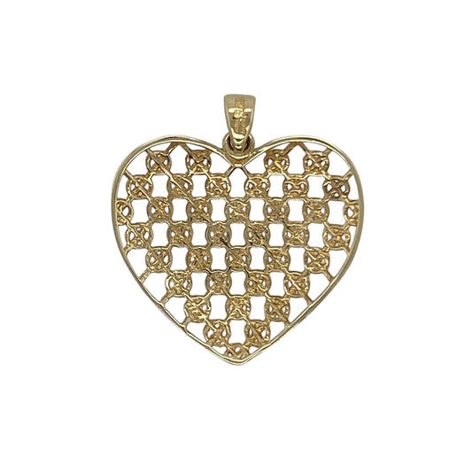 Bring delicate charm and two-tone detail to your collection with this pre-owned 9ct yellow and white gold pendant, styled as an open patterned heart.

Design: The pendant features an open heart motif with intricate patterning, highlighted by the contrast of yellow and white gold for added elegance.
Material: Made from 9-carat yellow and white gold, the polished finish enhances the warmth of the yellow gold and the bright tone of the white gold.