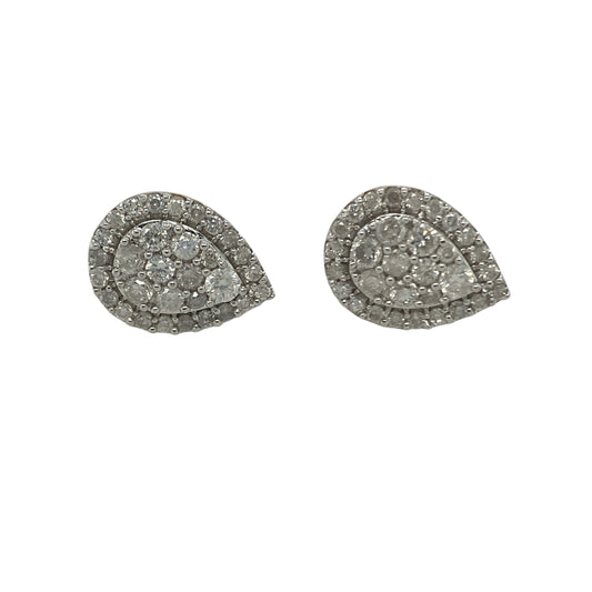 Bring refined sparkle and timeless elegance to your collection with these pre-owned 9ct yellow gold stud earrings, styled in a teardrop cluster design.

Design: Each stud features a teardrop-shaped cluster of diamonds, with approximately 0.37ct of diamond content in each earring for a brilliant finish.
Material: Made from 9-carat yellow gold, the polished finish enhances the warm tone and highlights the sparkle of the diamonds.