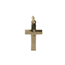 Load image into Gallery viewer, Bring meaningful elegance and subtle sparkle to your collection with this pre-owned 9ct yellow gold pendant, styled as a polished cross with diamond detail.

Design: The pendant features a classic cross motif accented with a central diamond, adding refined brilliance to a timeless symbol.
Material: Made from 9-carat yellow gold, the polished finish enhances the warm tone and highlights the sparkle of the stones.
