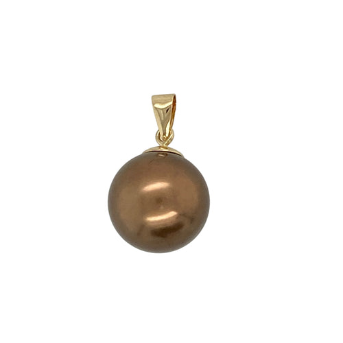 18ct Gold & Chocolate Pearl Set Pendant