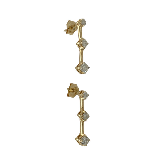 14ct Gold & Diamond Set Bar Stud Earrings