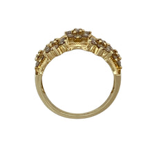 Load image into Gallery viewer, 9ct Gold &amp; Champagne Diamond Set Flower Set Band Ring
