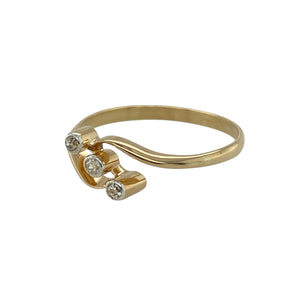 Celebrate love and sparkle with this pre-owned 18ct yellow gold diamond trilogy twist ring, a meaningful design symbolising past, present, and future.

Design: The ring features a trilogy of diamonds in a 7mm high twist setting, creating an elegant flow with brilliant sparkle.
Material: Made in 18-carat yellow gold, the polished finish enhances the warmth of the gold and the brilliance of the diamonds.