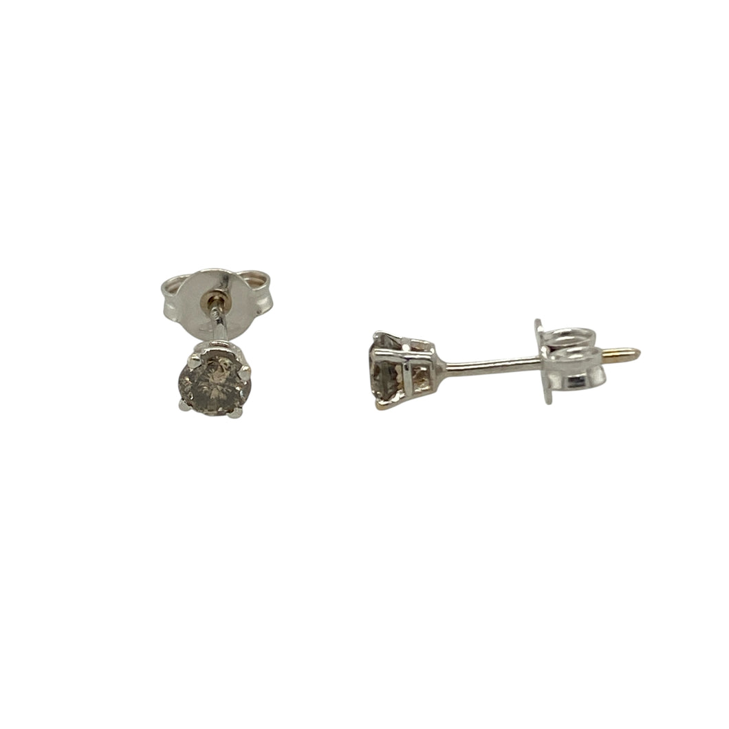 18ct White Gold & Chocolate Diamond Stud Earrings