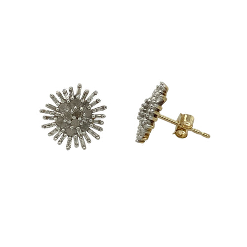 9ct Gold & Diamond Set Cluster Stud Earrings