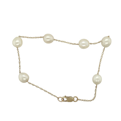 9ct Gold & Pearl Set 7.5" Bracelet