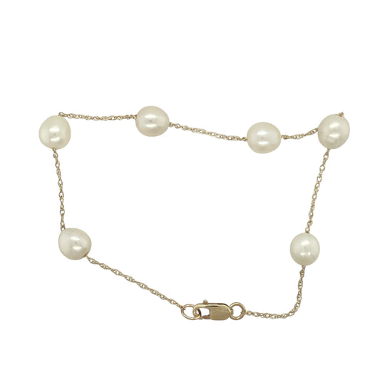 9ct Gold & Pearl Set 7.5" Bracelet