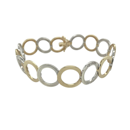 9ct Gold & Diamond Set Circle Link 7.75" Bracelet