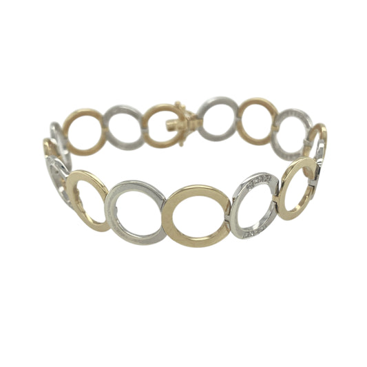 9ct Gold & Diamond Set Circle Link 7.75" Bracelet