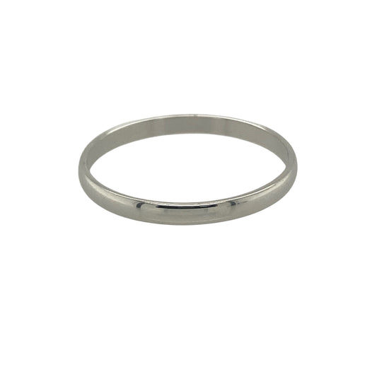 9ct White Gold 2mm Wedding Band Ring