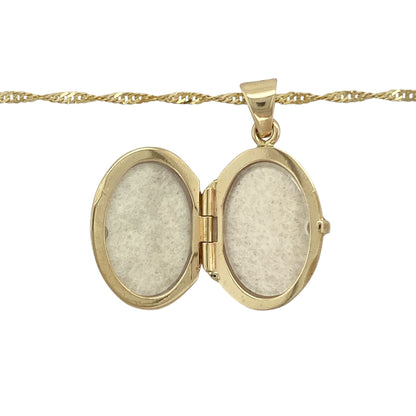 9ct Gold Cut Out Patterned Oval Locket 20" Necklace