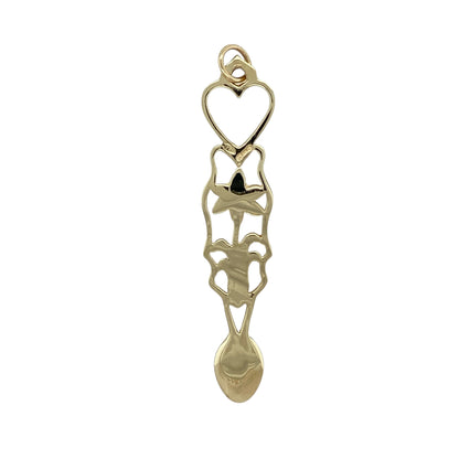 Bring cultural charm and golden elegance to your collection with this pre-owned 9ct yellow gold Welsh daffodil lovespoon pendant, a symbolic piece celebrating tradition and timeless style.

Design: The pendant features a detailed lovespoon motif topped with a daffodil, the national flower of Wales, combining heritage symbolism with graceful design.
Material: Made from 9-carat yellow gold, the polished finish highlights the intricate detailing and adds a radiant golden glow.