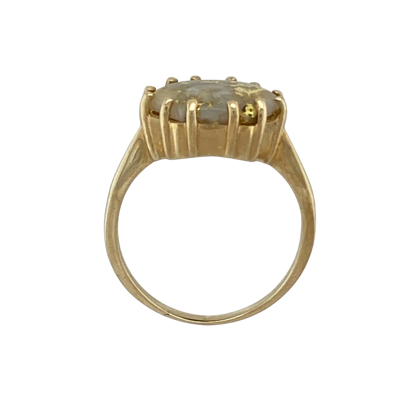 9ct Gold & Rutilated Quartz Set Hexagon Ring