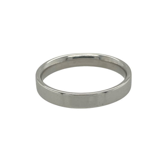 9ct White Gold 3mm Flat Wedding Band Ring