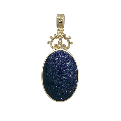 9ct Gold Double Sided Mother of Pearl & Starstone Set Oval Fob Pendant