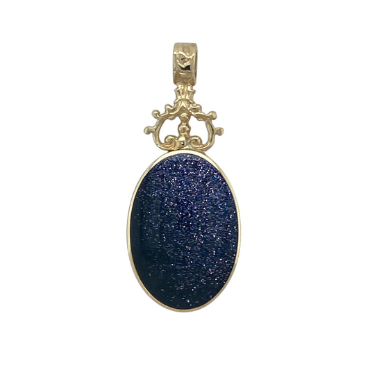 9ct Gold Double Sided Mother of Pearl & Starstone Set Oval Fob Pendant