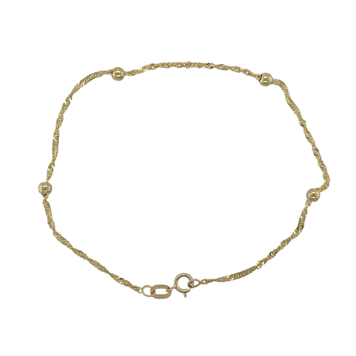 9ct Gold Singapore and Ball Link 7" Bracelet