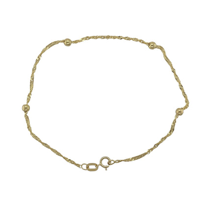 9ct Gold Singapore and Ball Link 7" Bracelet