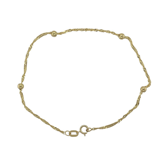 9ct Gold Singapore and Ball Link 7" Bracelet