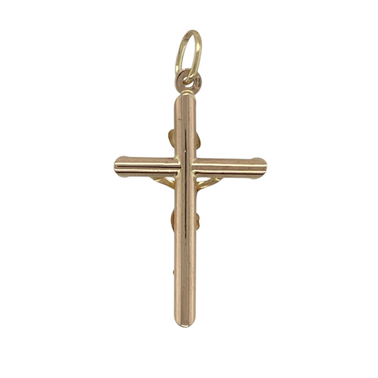 Bring timeless faith and classic style to your collection with this pre-owned 9ct yellow gold crucifix pendant, a meaningful piece with enduring appeal.

Design: The pendant features a traditional crucifix design with fine detailing, creating a symbolic and elegant look.
Material: Made from 9-carat yellow gold, the polished finish enhances the detail and adds warmth to the piece.