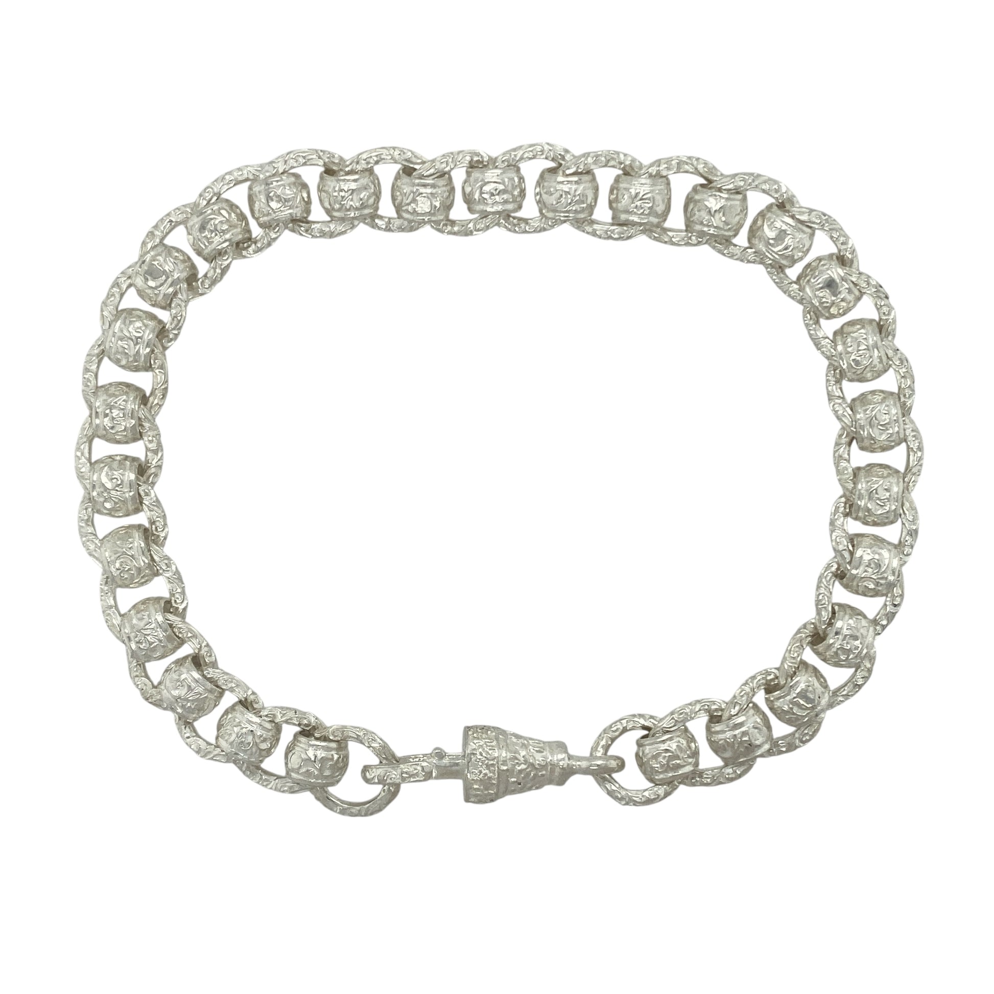 New 925 Solid Silver 9" Patterned Rollerball Bracelet