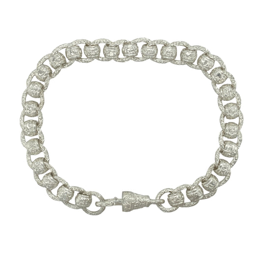 New 925 Solid Silver 9" Patterned Rollerball Bracelet