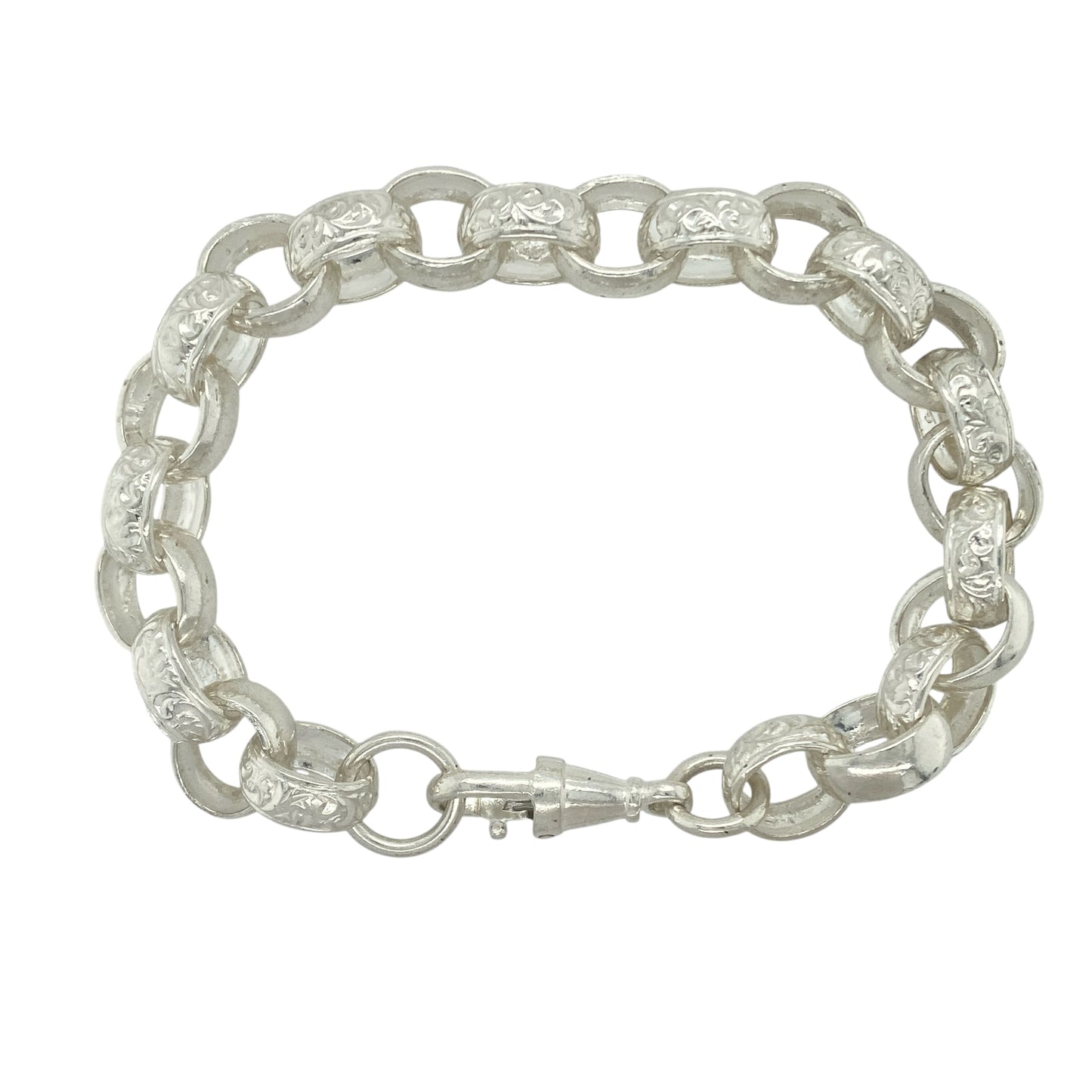 New 925 Solid Silver 9" Patterned Belcher Bracelet