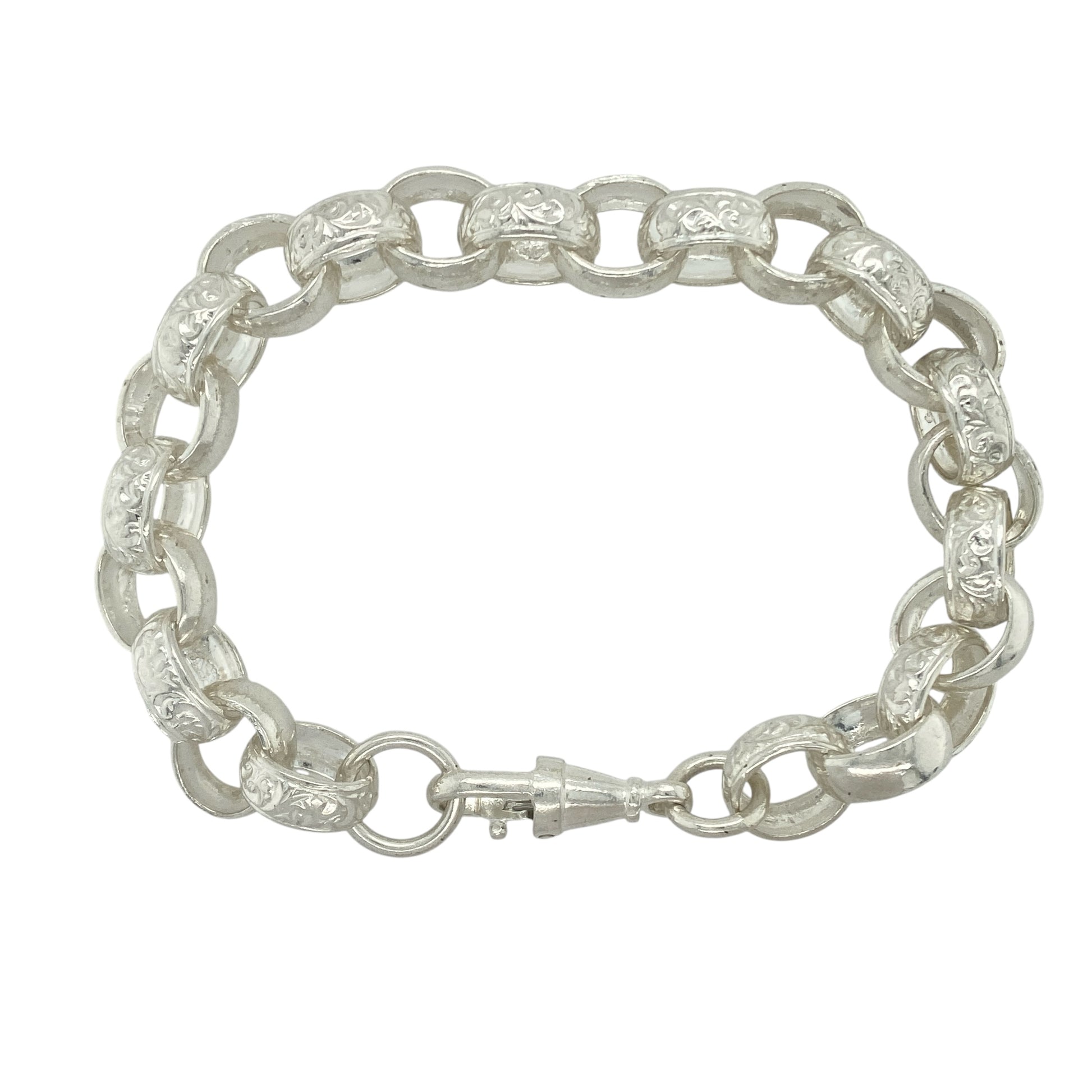 New 925 Solid Silver 9" Patterned Belcher Bracelet