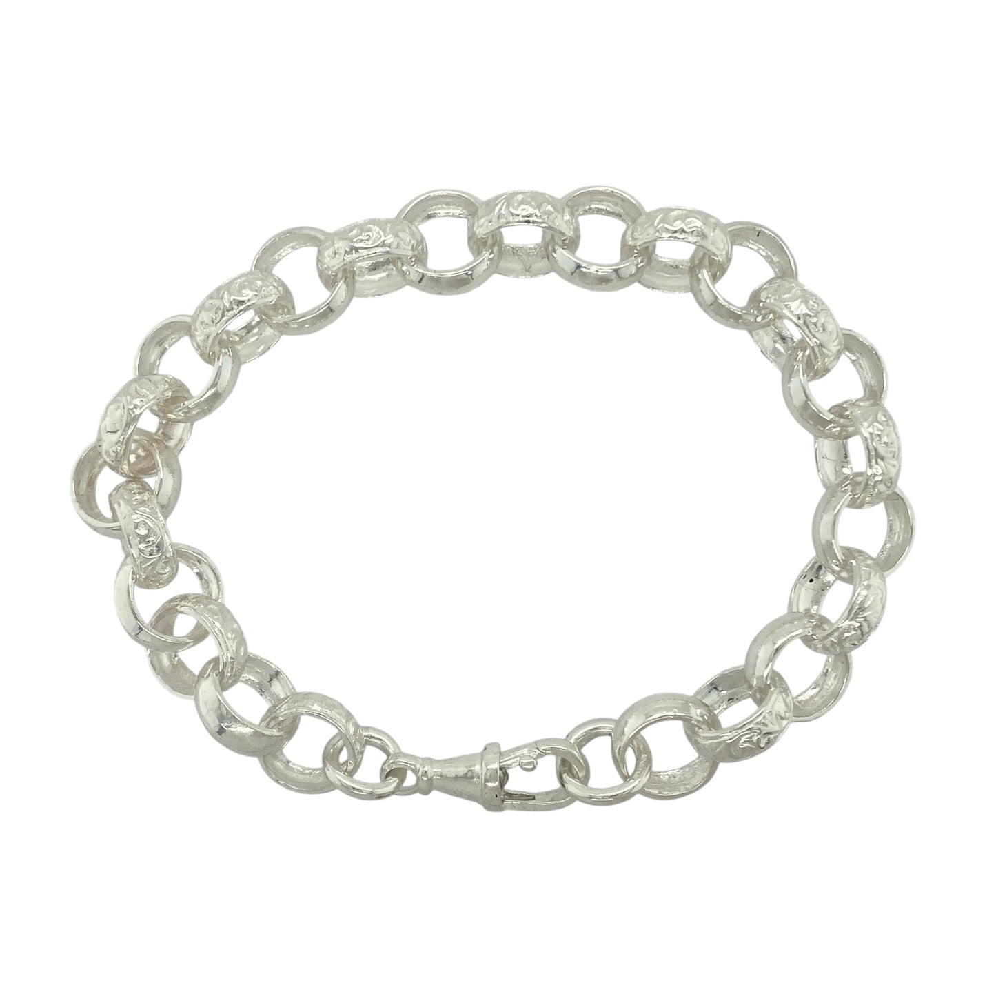New 925 Solid Silver 8.5" Patterned Belcher Bracelet