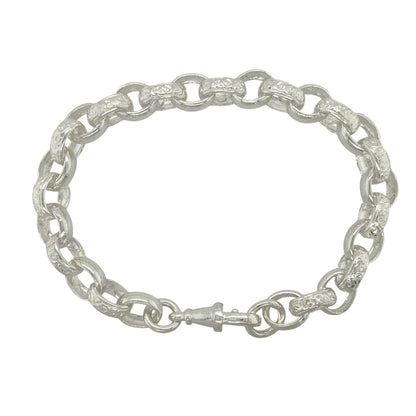 New 925 Solid Silver 8.5" Patterned Belcher Bracelet