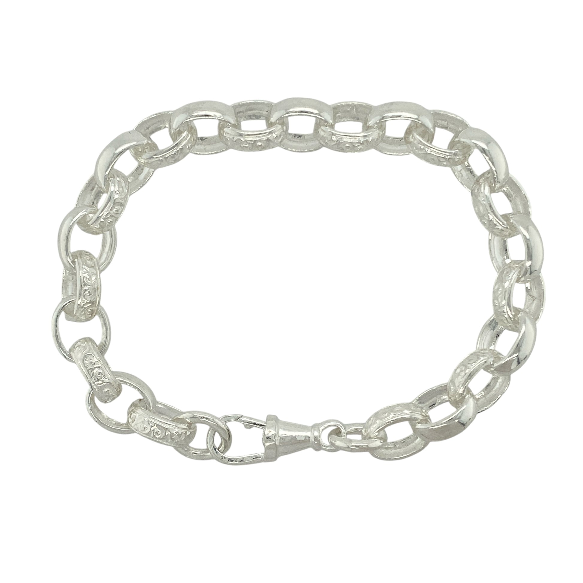 New 925 Solid Silver 8" Patterned Belcher Bracelet