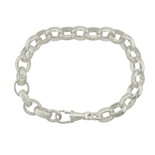New 925 Solid Silver 8" Patterned Belcher Bracelet