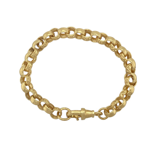 New Solid 925 Silver Heavily 9ct Gold Plated 6.5" Patterned Belcher Bracelet