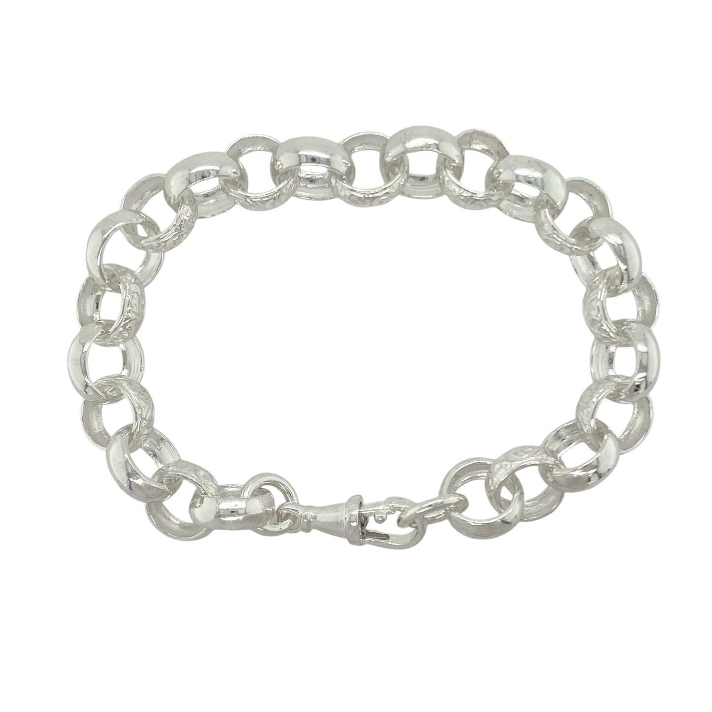 New 925 Solid Silver 8.25" Patterned Belcher Bracelet