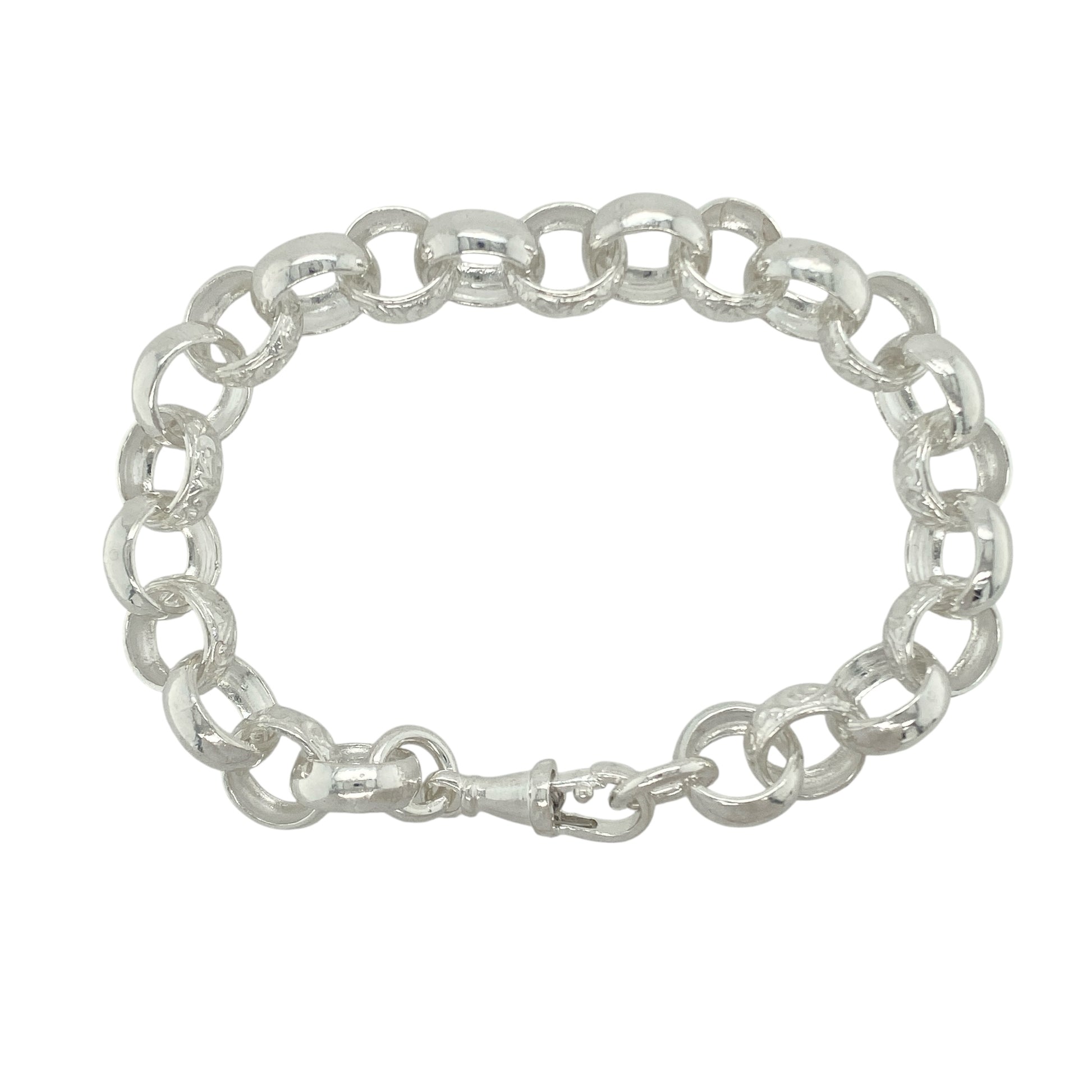 New 925 Solid Silver 8.25" Patterned Belcher Bracelet