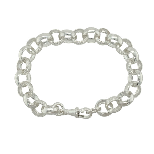 New 925 Solid Silver 8.25" Patterned Belcher Bracelet