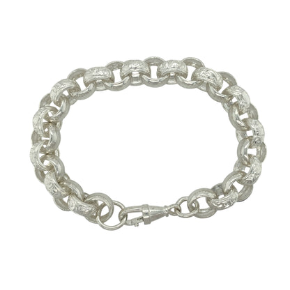 New 925 Solid Silver 9.5" Patterned Belcher Bracelet