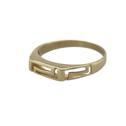 Bring classic design and timeless appeal to your collection with this pre-owned 9ct yellow gold open Greek key style ring—a sophisticated piece inspired by ancient elegance.

Design: The ring features an open Greek key pattern across the front, symbolising infinity and unity. The geometric design gives it a refined, contemporary edge while maintaining a connection to traditional artistry.
