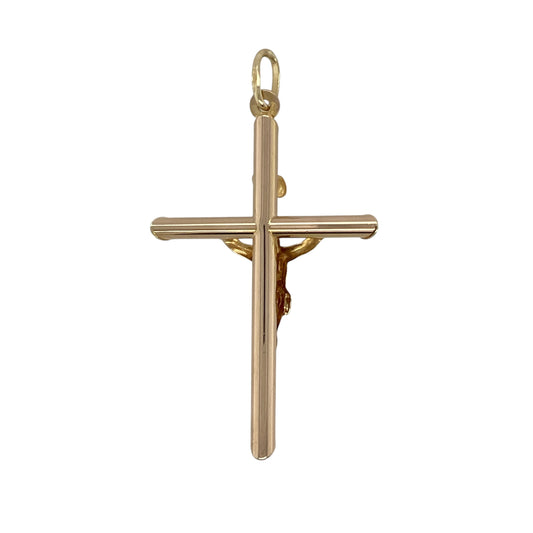 Bring faith and timeless elegance to your collection with this pre-owned 9ct yellow gold crucifix pendant—a classic and meaningful symbol of devotion and protection.

Design: The pendant features a traditional crucifix design with fine detailing that highlights the figure and cross, offering a refined and spiritual aesthetic.
Material: Made from solid 9-carat yellow gold, the polished finish enhances the intricate craftsmanship and gives the piece a warm, radiant glow.