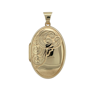 9ct Gold Patterned Oval Locket