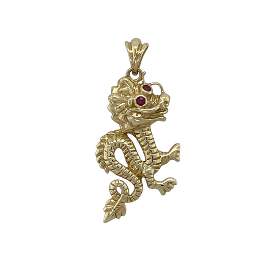 9ct Gold & Ruby Set Dragon Pendant