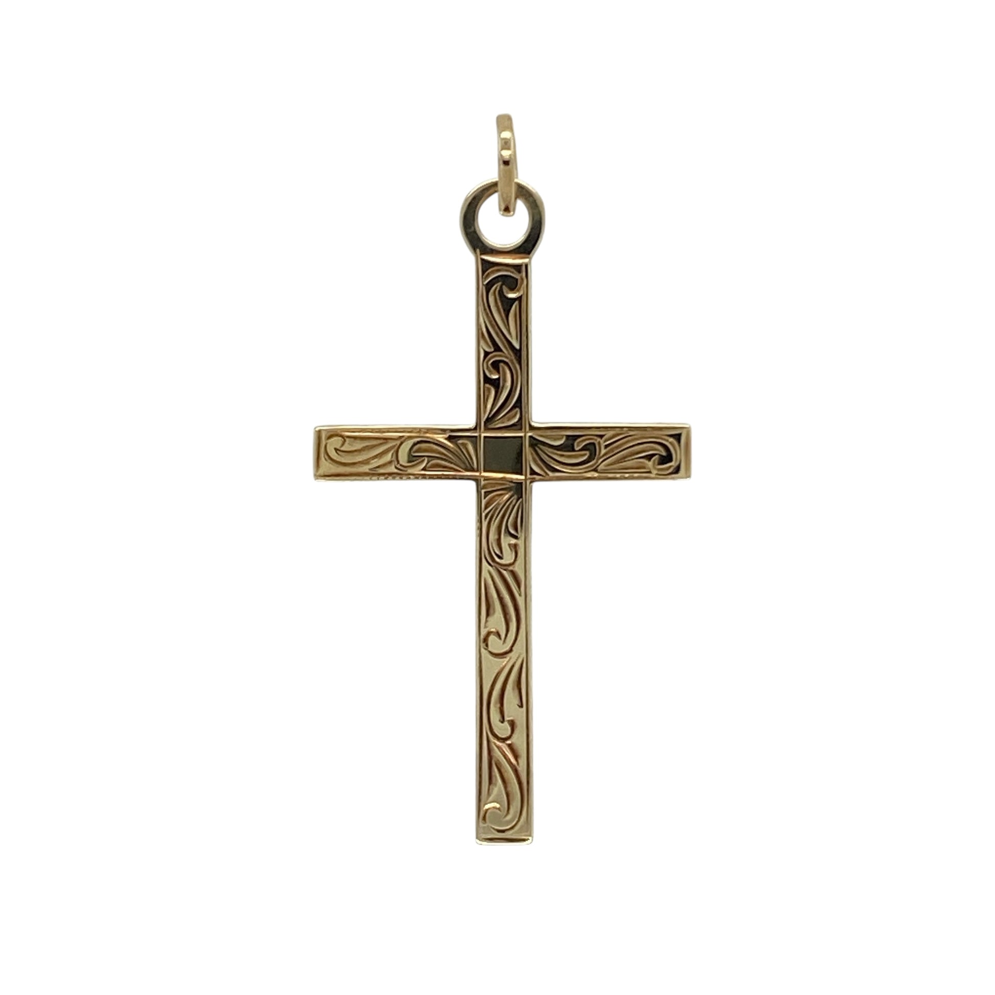 9ct Gold Patterned Cross Pendant