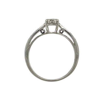 9ct White Gold & Diamond Set Cluster  Solitaire Ring