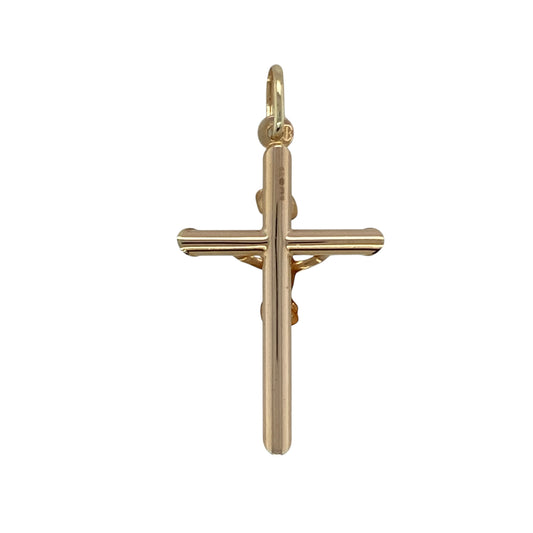 Bring faith, devotion, and classic elegance to your collection with this pre-owned 9ct yellow gold crucifix pendant—a timeless piece symbolising protection and spiritual strength.

Design: The pendant features a traditional crucifix design with fine detailing that highlights the figure and cross, creating a meaningful and beautifully crafted piece. Its polished finish adds depth and radiance to the intricate design.
