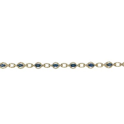 14ct Gold Diamond & Sapphire Set 7.25" Bracelet